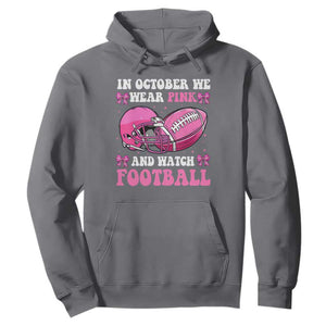 Football Breast Cancer Awareness Hoodie Coquette Football In October We Wear Pink Ghost Halloween Pink Ribbon TS10 Charcoal Print Your Wear