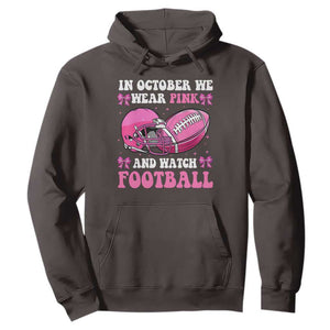 Football Breast Cancer Awareness Hoodie Coquette Football In October We Wear Pink Ghost Halloween Pink Ribbon TS10 Dark Chocolate Print Your Wear