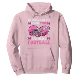 Football Breast Cancer Awareness Hoodie Coquette Football In October We Wear Pink Ghost Halloween Pink Ribbon TS10 Light Pink Print Your Wear