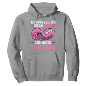 Football Breast Cancer Awareness Hoodie Coquette Football In October We Wear Pink Ghost Halloween Pink Ribbon TS10 Sport Gray Print Your Wear