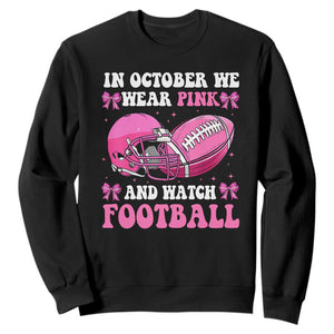 Football Breast Cancer Awareness Sweatshirt Coquette Football In October We Wear Pink Ghost Halloween Pink Ribbon TS10 Black Print Your Wear