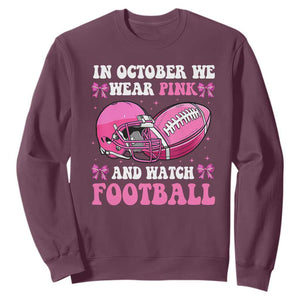 Football Breast Cancer Awareness Sweatshirt Coquette Football In October We Wear Pink Ghost Halloween Pink Ribbon TS10 Maroon Print Your Wear