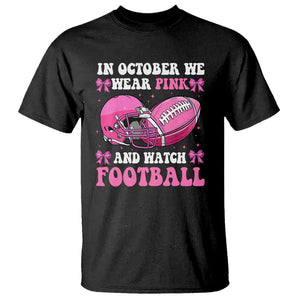 Football Breast Cancer Awareness T Shirt Coquette Football In October We Wear Pink Ghost Halloween Pink Ribbon TS10 Black Print Your Wear