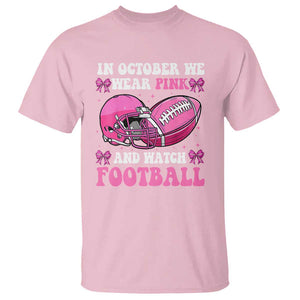 Football Breast Cancer Awareness T Shirt Coquette Football In October We Wear Pink Ghost Halloween Pink Ribbon TS10 Light Pink Print Your Wear