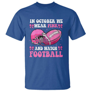 Football Breast Cancer Awareness T Shirt Coquette Football In October We Wear Pink Ghost Halloween Pink Ribbon TS10 Royal Blue Print Your Wear