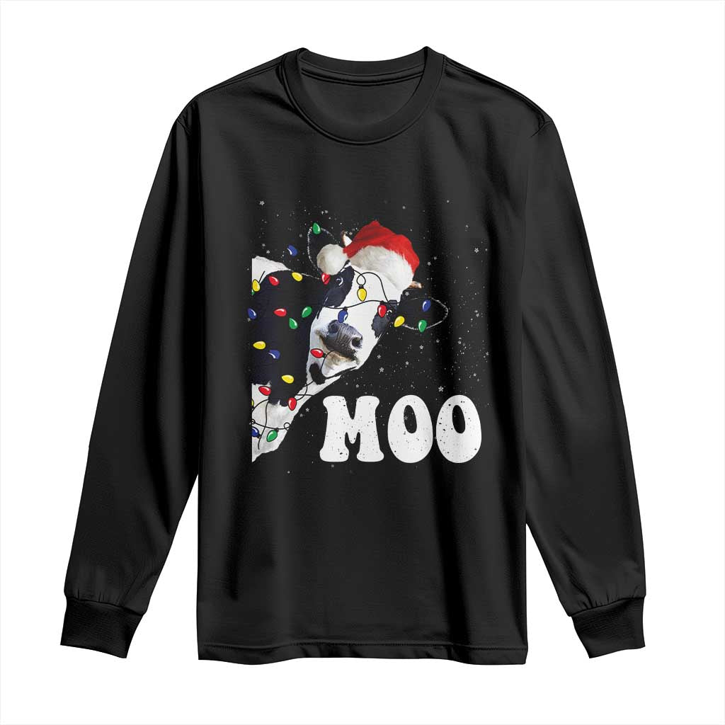 Christmas Cow Long Sleeve Shirt Funny Cow Lover Xmas Gift Farm TS10 Black Print Your Wear