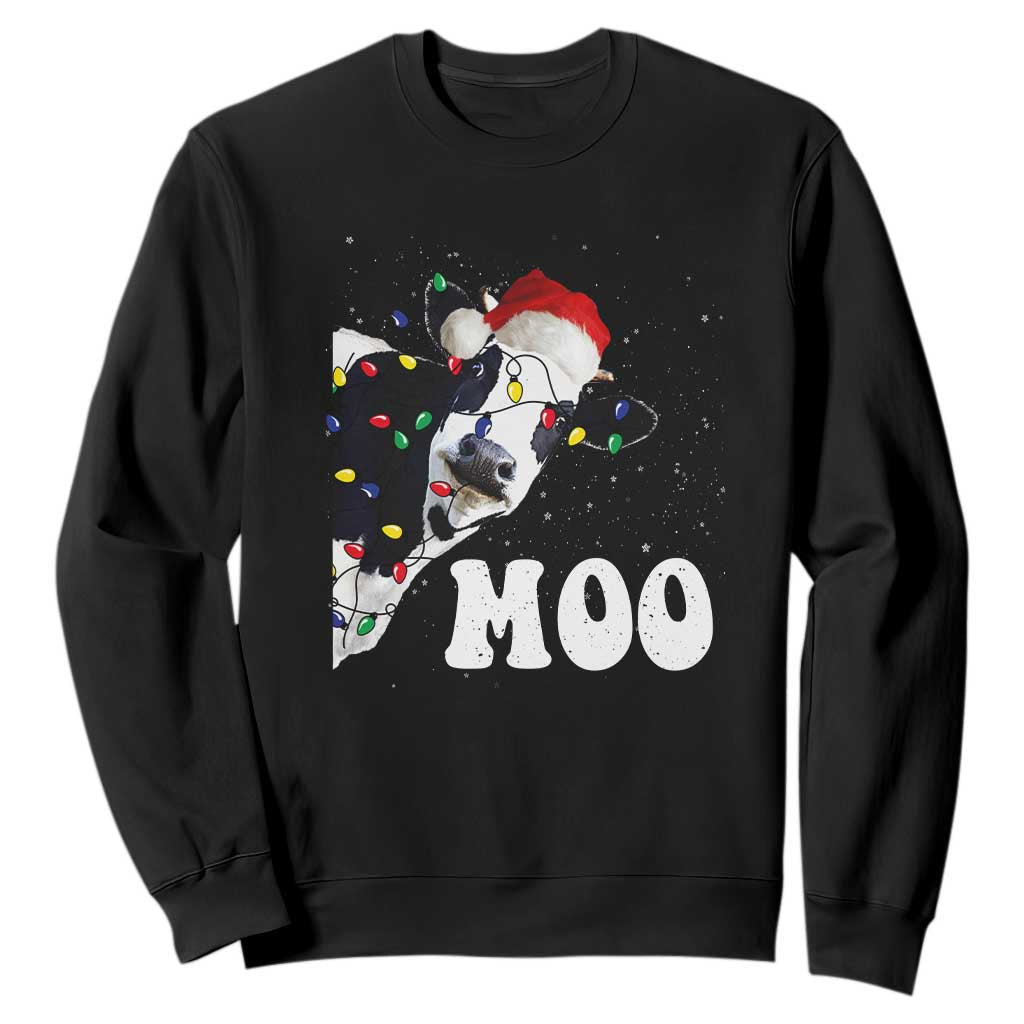 Christmas Cow Sweatshirt Funny Cow Lover Xmas Gift Farm TS10 Black Print Your Wear