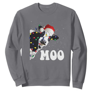 Christmas Cow Sweatshirt Funny Cow Lover Xmas Gift Farm TS10 Charcoal Print Your Wear