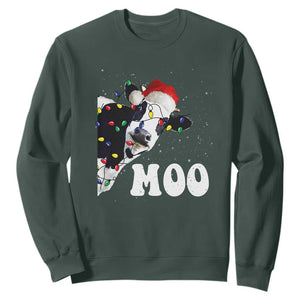 Christmas Cow Sweatshirt Funny Cow Lover Xmas Gift Farm TS10 Dark Forest Green Print Your Wear