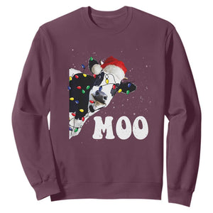 Christmas Cow Sweatshirt Funny Cow Lover Xmas Gift Farm TS10 Maroon Print Your Wear