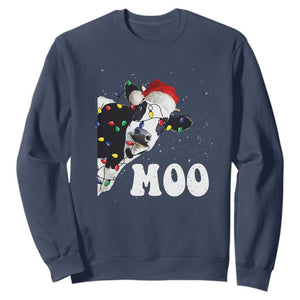 Christmas Cow Sweatshirt Funny Cow Lover Xmas Gift Farm TS10 Navy Print Your Wear