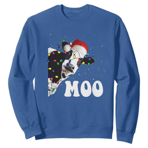 Christmas Cow Sweatshirt Funny Cow Lover Xmas Gift Farm TS10 Royal Blue Print Your Wear