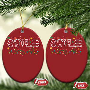 Xmas Dental Christmas Ornament Red Santa Hat Teeth Funny Dentist Merry TS10 Oval Red Print Your Wear