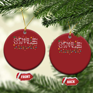 Xmas Dental Christmas Ornament Red Santa Hat Teeth Funny Dentist Merry TS10 Circle Red Print Your Wear