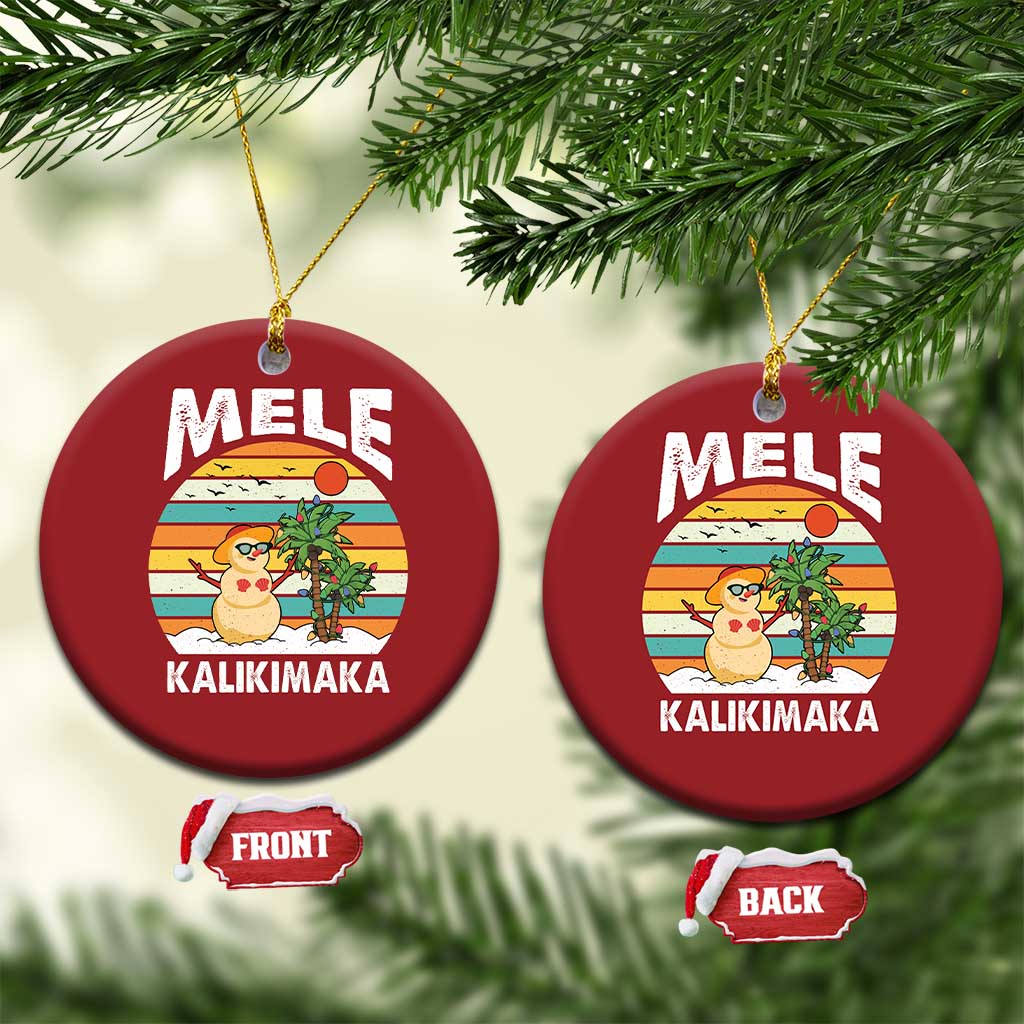 Mele Kalikimaka Hawaiian Christmas Ornament Beach Hawaii Xmas In July Tropical TS10 Circle Red Print Your Wear