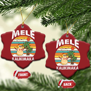 Mele Kalikimaka Hawaiian Christmas Ornament Beach Hawaii Xmas In July Tropical TS10 Snow Flake Red Print Your Wear