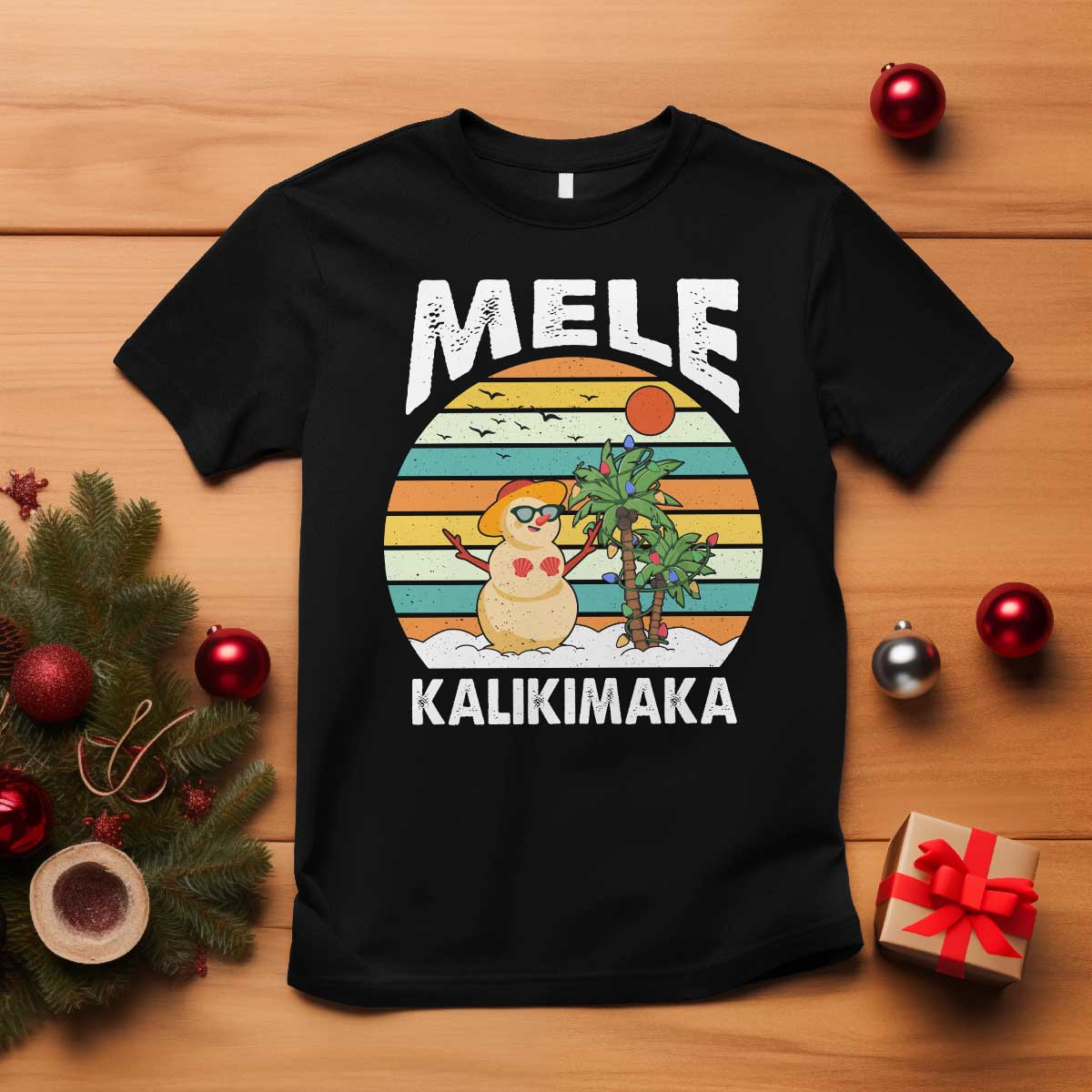 Mele Kalikimaka Hawaiian Christmas T Shirt Beach Hawaii Xmas In July Tropical TS10 Black Print Your Wear