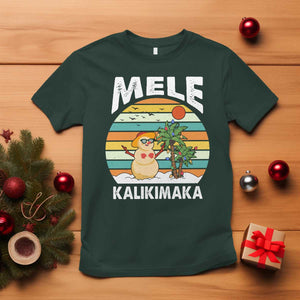 Mele Kalikimaka Hawaiian Christmas T Shirt Beach Hawaii Xmas In July Tropical TS10 Dark Forest Green Print Your Wear