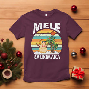 Mele Kalikimaka Hawaiian Christmas T Shirt Beach Hawaii Xmas In July Tropical TS10 Maroon Print Your Wear