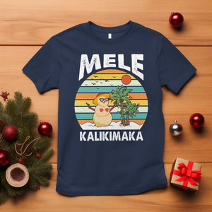 Mele Kalikimaka Hawaiian Christmas T Shirt Beach Hawaii Xmas In July Tropical TS10 Navy Print Your Wear