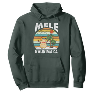 Mele Kalikimaka Hawaiian Christmas Hoodie Beach Hawaii Xmas In July Tropical TS10 Dark Forest Green Print Your Wear