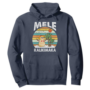 Mele Kalikimaka Hawaiian Christmas Hoodie Beach Hawaii Xmas In July Tropical TS10 Navy Print Your Wear