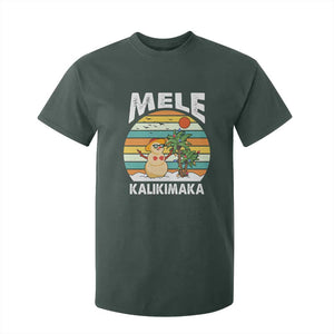 Mele Kalikimaka Hawaiian Christmas T Shirt For Kid Beach Hawaii Xmas In July Tropical TS10 Dark Forest Green Print Your Wear