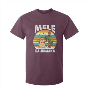 Mele Kalikimaka Hawaiian Christmas T Shirt For Kid Beach Hawaii Xmas In July Tropical TS10 Maroon Print Your Wear