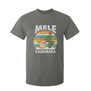 Mele Kalikimaka Hawaiian Christmas T Shirt For Kid Beach Hawaii Xmas In July Tropical TS10 Military Green Print Your Wear