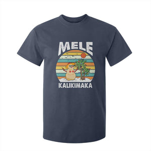 Mele Kalikimaka Hawaiian Christmas T Shirt For Kid Beach Hawaii Xmas In July Tropical TS10 Navy Print Your Wear