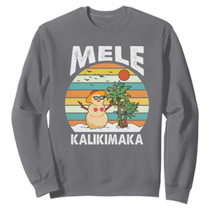 Mele Kalikimaka Hawaiian Christmas Sweatshirt Beach Hawaii Xmas In July Tropical TS10 Charcoal Print Your Wear