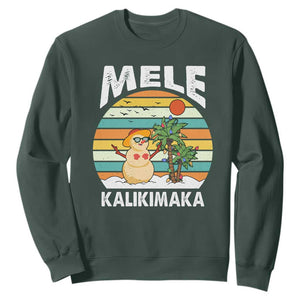 Mele Kalikimaka Hawaiian Christmas Sweatshirt Beach Hawaii Xmas In July Tropical TS10 Dark Forest Green Print Your Wear