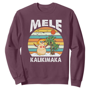 Mele Kalikimaka Hawaiian Christmas Sweatshirt Beach Hawaii Xmas In July Tropical TS10 Maroon Print Your Wear