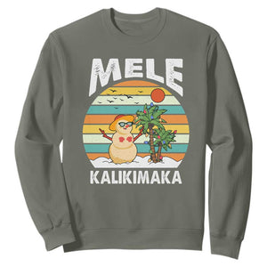 Mele Kalikimaka Hawaiian Christmas Sweatshirt Beach Hawaii Xmas In July Tropical TS10 Military Green Print Your Wear