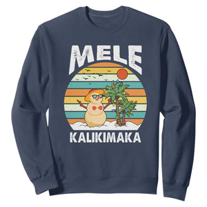 Mele Kalikimaka Hawaiian Christmas Sweatshirt Beach Hawaii Xmas In July Tropical TS10 Navy Print Your Wear