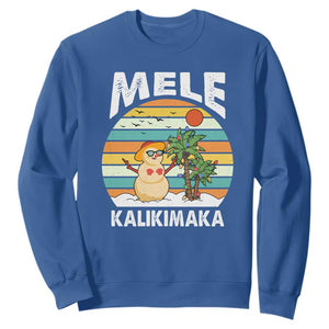 Mele Kalikimaka Hawaiian Christmas Sweatshirt Beach Hawaii Xmas In July Tropical TS10 Royal Blue Print Your Wear