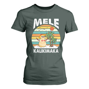 Mele Kalikimaka Hawaiian Christmas T Shirt For Women Beach Hawaii Xmas In July Tropical TS10 Dark Forest Green Print Your Wear