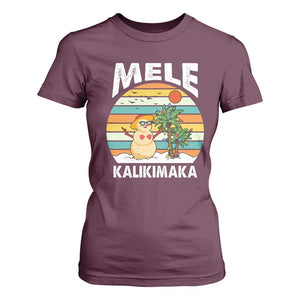 Mele Kalikimaka Hawaiian Christmas T Shirt For Women Beach Hawaii Xmas In July Tropical TS10 Maroon Print Your Wear