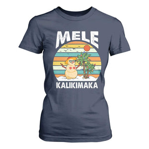 Mele Kalikimaka Hawaiian Christmas T Shirt For Women Beach Hawaii Xmas In July Tropical TS10 Navy Print Your Wear