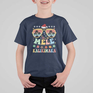 Santa Claus Sunglasses Beach Christmas In Hawaii Family Vacation T Shirt For Kid Mele Kalikimaka TS10 Navy Print Your Wear