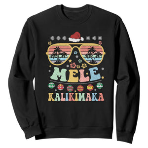 Santa Claus Sunglasses Beach Christmas In Hawaii Family Vacation Sweatshirt Mele Kalikimaka TS10 Black Print Your Wear