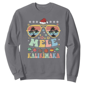 Santa Claus Sunglasses Beach Christmas In Hawaii Family Vacation Sweatshirt Mele Kalikimaka TS10 Charcoal Print Your Wear