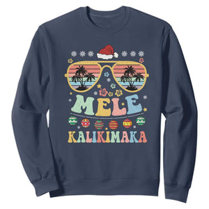 Santa Claus Sunglasses Beach Christmas In Hawaii Family Vacation Sweatshirt Mele Kalikimaka TS10 Navy Print Your Wear