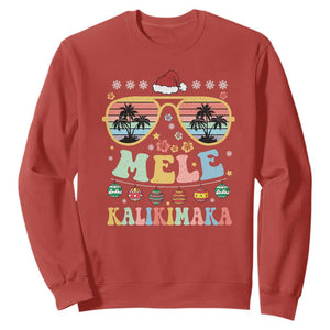 Santa Claus Sunglasses Beach Christmas In Hawaii Family Vacation Sweatshirt Mele Kalikimaka TS10 Red Print Your Wear