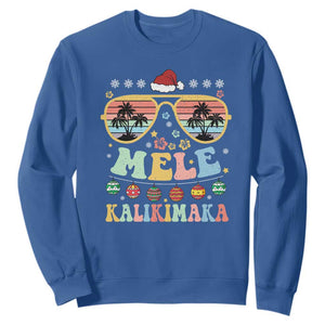 Santa Claus Sunglasses Beach Christmas In Hawaii Family Vacation Sweatshirt Mele Kalikimaka TS10 Royal Blue Print Your Wear