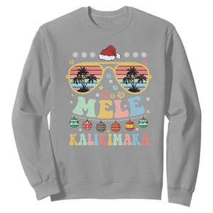 Santa Claus Sunglasses Beach Christmas In Hawaii Family Vacation Sweatshirt Mele Kalikimaka TS10 Sport Gray Print Your Wear