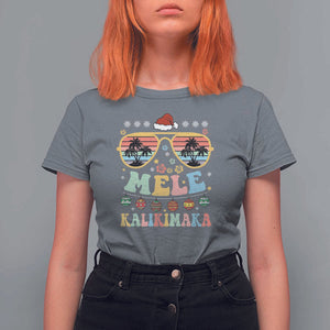 Santa Claus Sunglasses Beach Christmas In Hawaii Family Vacation T Shirt For Women Mele Kalikimaka TS10 Charcoal Print Your Wear