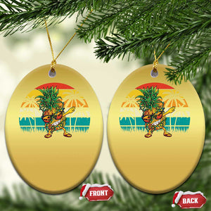 Dabbing Pineapple Christmas Tree Lights Christmas Ornament Hawaiian Hawaii Tropical Xmas Men Gifts Sunglasses On TS10 Oval Gold Print Your Wear