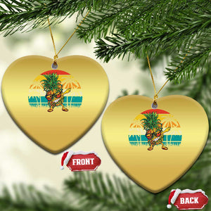 Dabbing Pineapple Christmas Tree Lights Christmas Ornament Hawaiian Hawaii Tropical Xmas Men Gifts Sunglasses On TS10 Heart Gold Print Your Wear