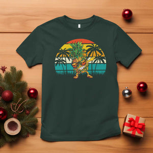 Dabbing Pineapple Christmas Tree Lights T Shirt Hawaiian Hawaii Tropical Xmas Men Gifts Sunglasses On TS10 Dark Forest Green Print Your Wear